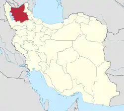 Location of East Azerbaijan province in&nbsp;Iran