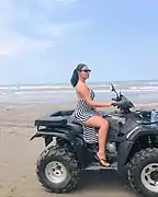 A tourist at Motel Ghoo in 2017