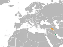 Map indicating locations of Kuwait and Kurdistan Region