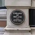 Plaque outside the Embassy in English.
