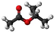 Ball-and-stick model of the isopropyl acetate molecule
