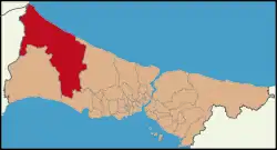 Location of Çatalca in Istanbul