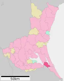 Location of Itako in Ibaraki Prefecture