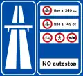 Expressway ahead with a summary of transit restrictions