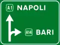 Directions on a motorway