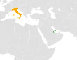 Map indicating locations of Qatar and Italy