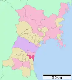 Location of Iwanuma in Miyagi Prefecture