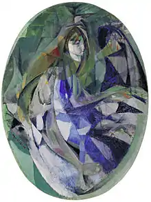 Jacques Villon, 1912, Girl at the Piano (Fillette au piano), oil on canvas, 129.2 x 96.4&nbsp;cm, oval, Museum of Modern Art, New York. Exhibited at the 1913 Armory Show