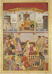 Jahangir Receives Prince Khurram at Ajmer on His Return from the Mewar Campaign, Balchand,  c. 1635