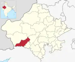 Location of Jalore district in Rajasthan