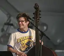 James Singleton at Jazz Fest, performing as Woodshed (with Roland Guerin and Tim Green) on May 4, 2007