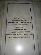 Marble slab of Skinner's tomb in St. James' Church or Skinner's Church, Kashmiri Gate, Delhi