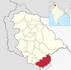 Location of Kathua district in Jammu and Kashmir