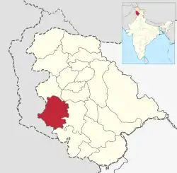 Location of Rajouri district in Jammu and Kashmir