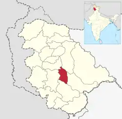 Location of Ramban district in Jammu and Kashmir