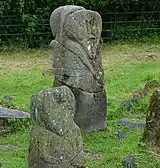 Stone idol, Boa Island, County Fermanagh, c. 400–800 AD. Left: the "Lustymore" idol, right: the Boa Island Janus.