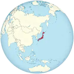 De facto map of Japan (red) under Allied occupation