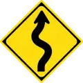 Winding road first curve to the right