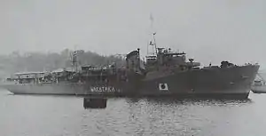 Wakataka as repatriation transport in Spring 1947 at Sasebo Naval Base.