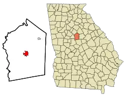 Location in Jasper County and the state of Georgia