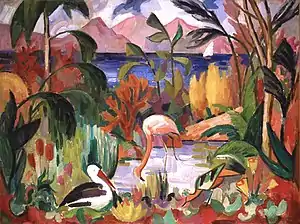 Jean Metzinger, 1907, Paysage coloré aux oiseaux aquatiques, oil on canvas, 74 × 99&nbsp;cm, Musée d’Art Moderne de la Ville de Paris