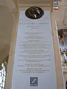 Plaque honoring Marshal de Lattre de Tassigny in Saint-Louis Cathedral