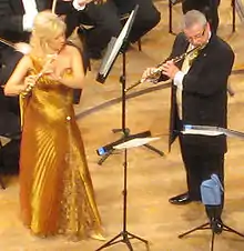 James Galway and his wife, Jeanne Galway, performing in the 2007 New Year's Eve concert at the Culture and Convention Centre,, Lucerne