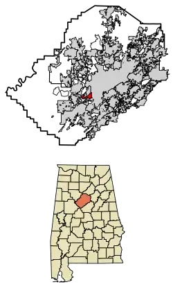 Location of Midfield in Jefferson County, Alabama.