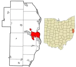 Location of Steubenville in Jefferson County and the state of Ohio