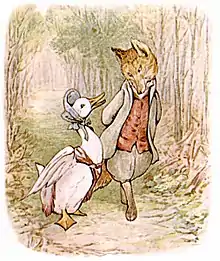The Tale of Jemima Puddle-Duck, a work written and illustrated by Beatrix Potter, features a spirited humanized animal as the title character.