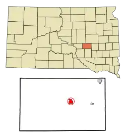Location in Jerauld County and the state of South Dakota