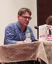 Jesús Cintora, Spanish journalist, presenting in Bueu "No queiren que lo sepas", event organized by the Miranda Library