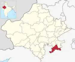 Location of Jhalawar district in Rajasthan