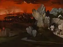 Landscape with the Destruction of Sodom and Gomorrah, c. 1520, oil on panel, 22.5 × 308&nbsp;cm (8.9 × 11.8 in), Museum Boijmans Van Beuningen, Rotterdam