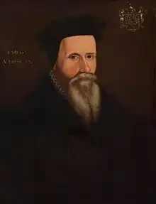 an oil painting of an older tudor man