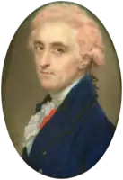 Colonel James Hamilton by John Smart (1784), wearing a white wig powdered with pink-coloured powder