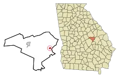 Location in Johnson County and the state of Georgia