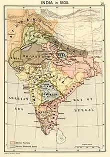 Map of India in 1805.