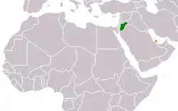 Map indicating locations of Jordan and Qatar