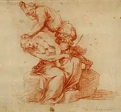 Christ Beaten by a Tormentor, ca. 1626, red chalk, 18.4 x 21.5 cm. British Museum