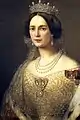 Josephine of Leuchtenberg wears the Leuchtenberg tiara with pearls.