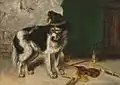 Dog of a Travelling Entertainer (oil on card)