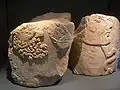 Fragments of the "mask pillar", limestone, 3rd century
