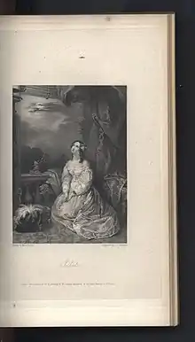 Juliet, the illustration for "Transformation" in The Keepsake for 1831. Painted by Louisa Sharpe and engraved by J.C. Edwards.