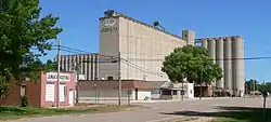 Downtown Juniata and grain elevators