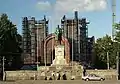 Lenin statue in front of the Cathedral of Christ the Saviour (1990s)