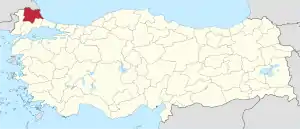 Location of Kırklareli Province in Turkey