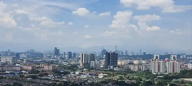 The towering Merdeka 118 in the distant background, as seen from a high rise residential building in Bandar Sunway. The Exchange 106 and Menara Telekom are also visible. Photo taken on 31 August 2022.