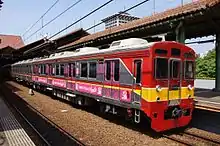 A women-only car at the front of a KRL Jabotabek commuter train in the Jakarta area, November 2011