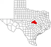 Map of Texas highlighting the Killeen-Temple-Fort Hood Metropolitan Area.